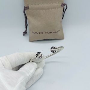 David Yurman Sterling Silver 10'mm Amethyst & Diamond Cable Wrap 4'mm Bracelet